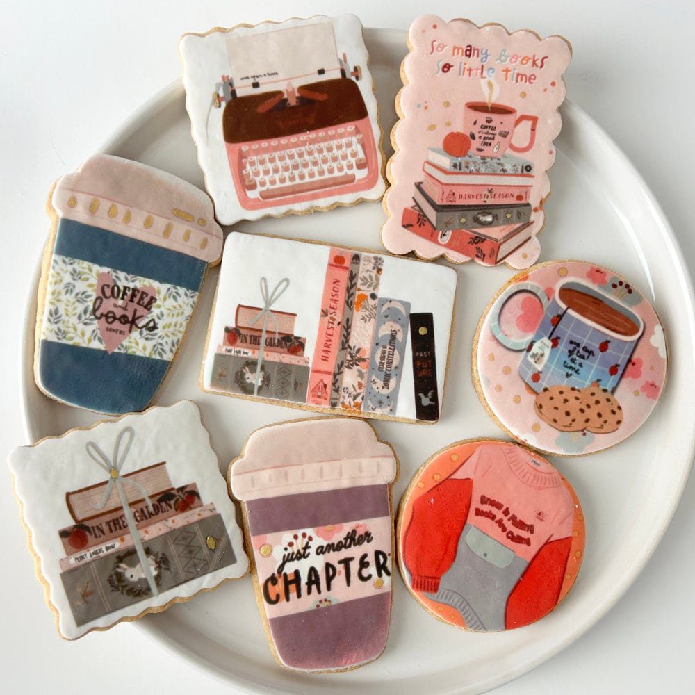Book printed sugar cookies