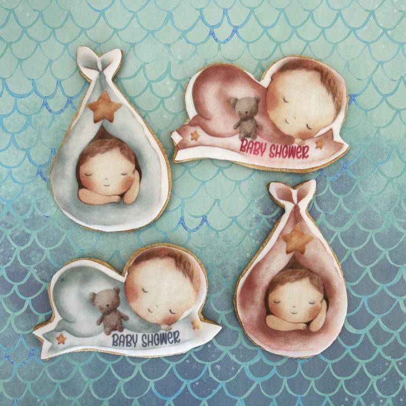 baby shower cute boy printed sugar cookies