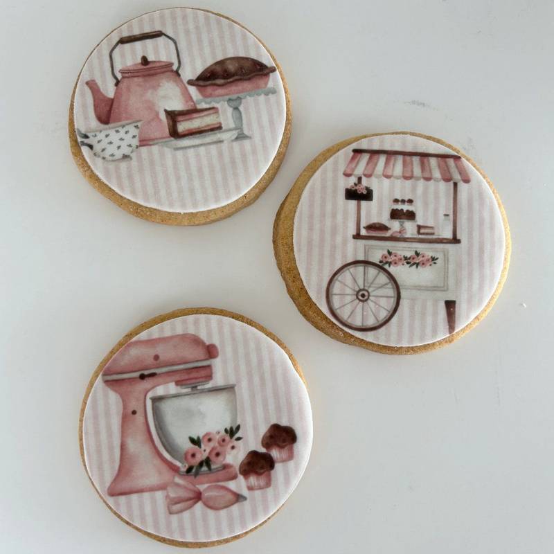 Pink bake printed sugar cookies
