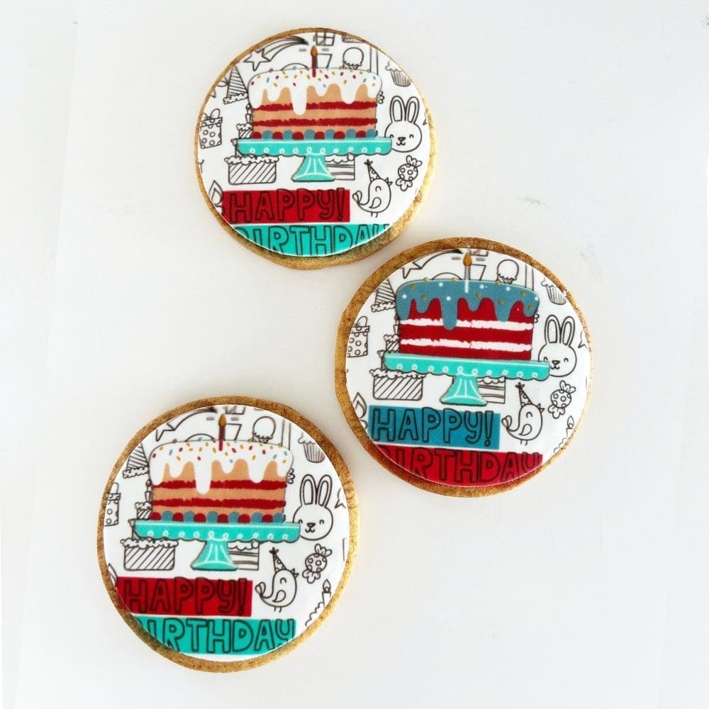 birthday printed sugar cookies