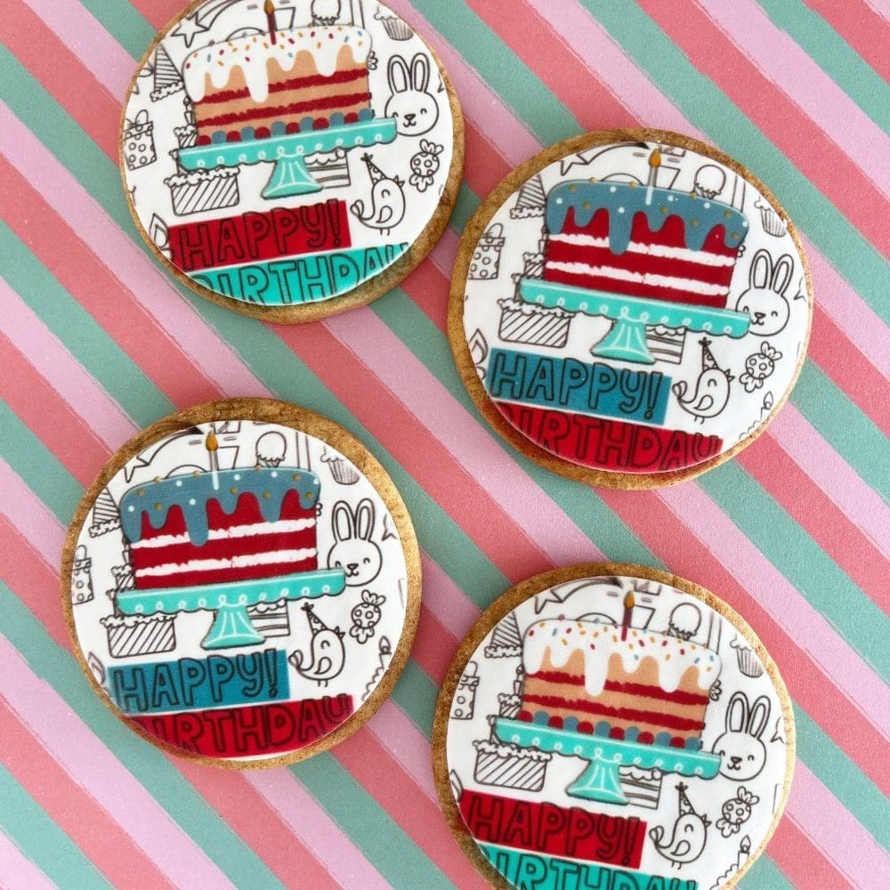 birthday printed sugar cookies
