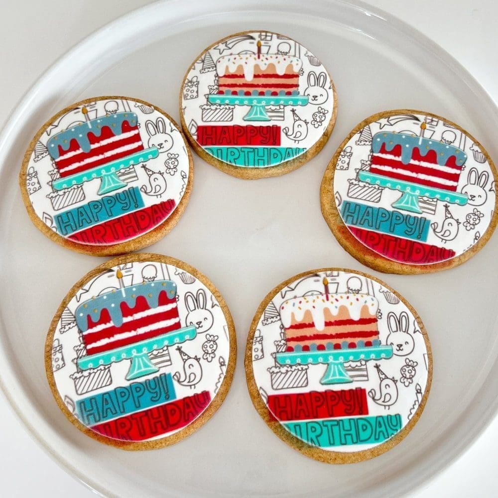 birthday printed sugar cookies