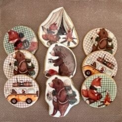 camping printed sugar cookies