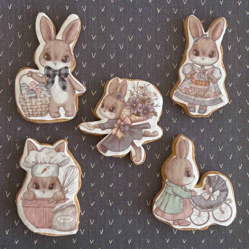 easter bunnies printed sugar cookies