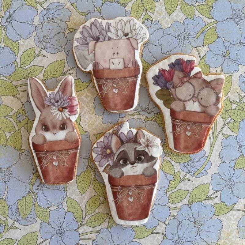 easter pots printed sugar cookies