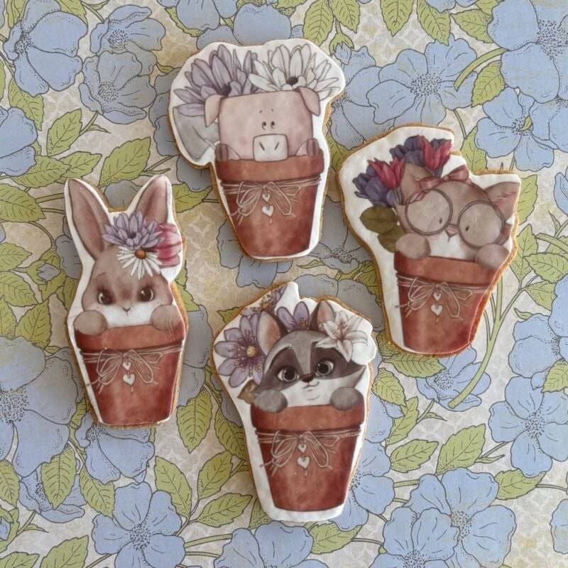 easter pots printed sugar cookies