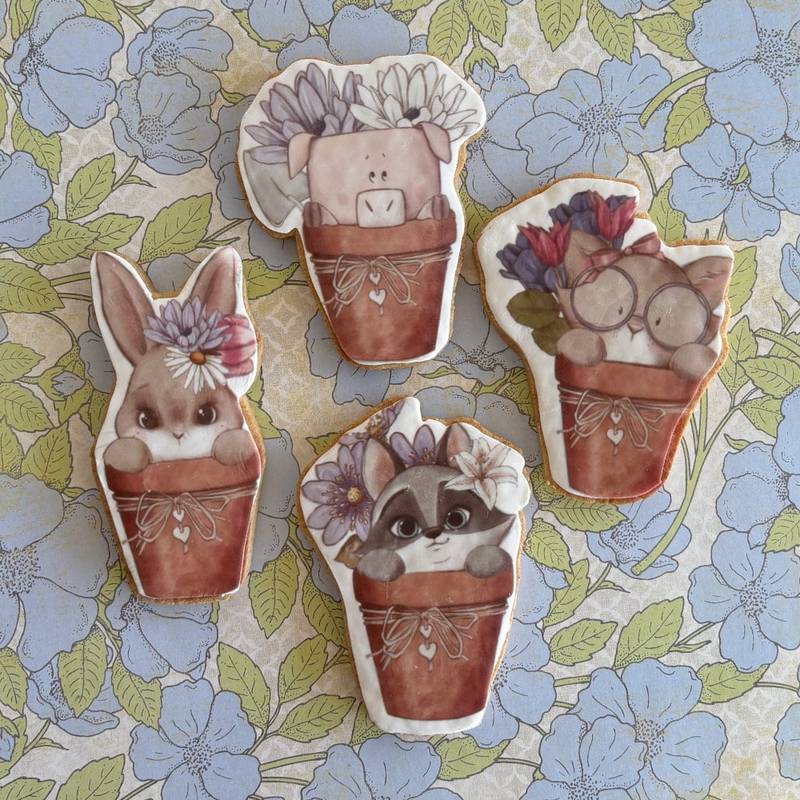 easter pots printed sugar cookies