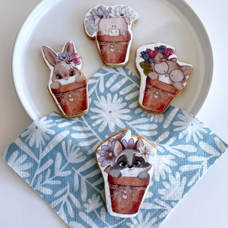 easter pots printed sugar cookies