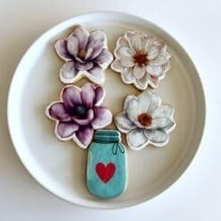 flowers jar printed sugar cookies