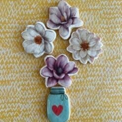 flowers jar printed sugar cookies