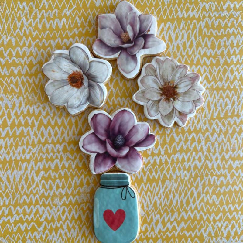 flowers jar printed sugar cookies