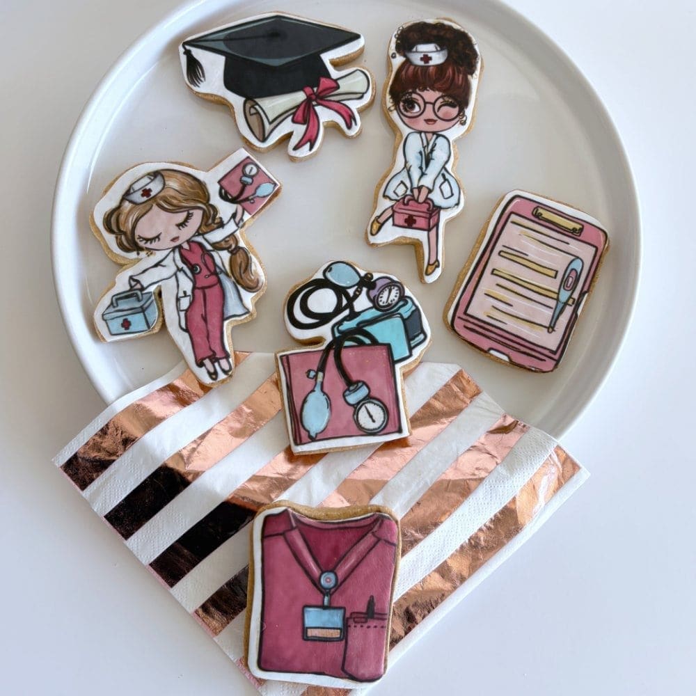nurse graduation printed sugar cookies