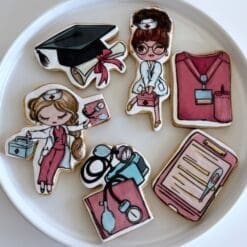 nurse graduation printed sugar cookies