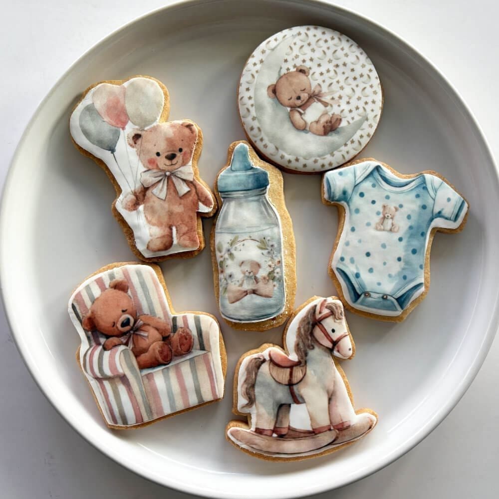baby shower printed sugar cookies