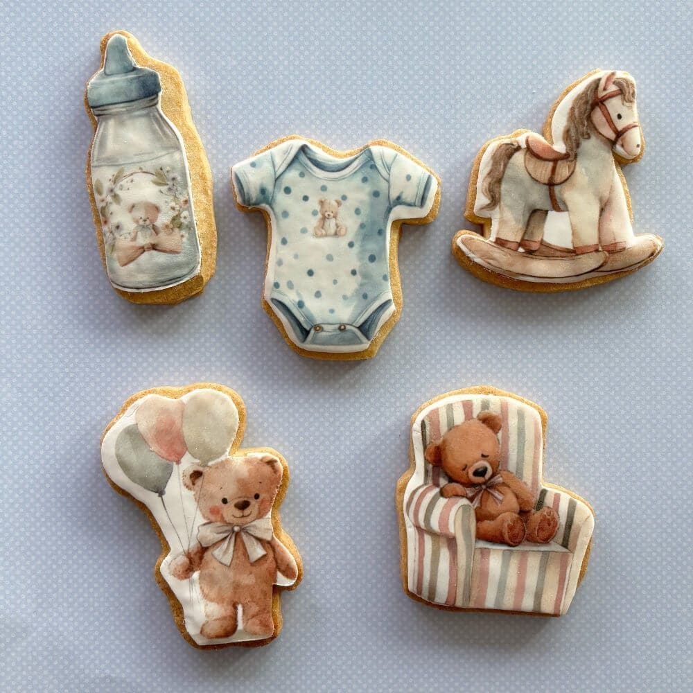 baby shower printed sugar cookies