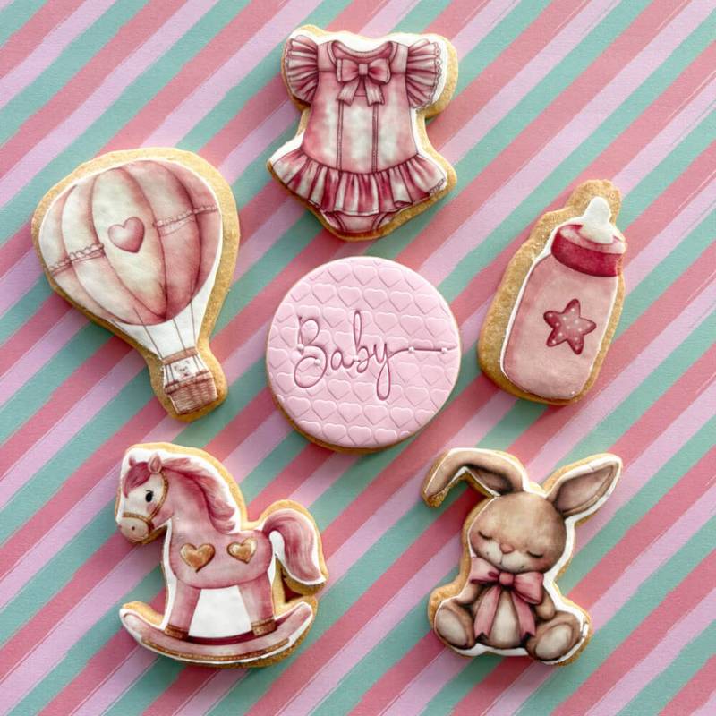 baby shower printed sugar cookies