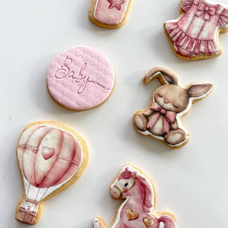 baby shower printed sugar cookies