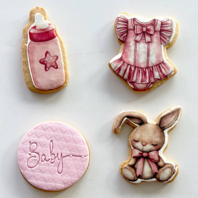 baby shower printed sugar cookies